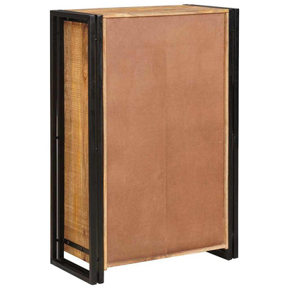 vidaXL Highboard mit Türen Braun Massiv Grobes Mangoholz und Metall