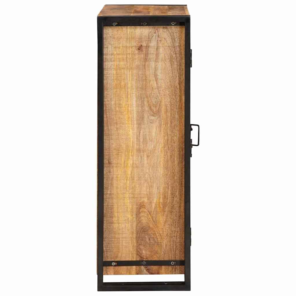 vidaXL Highboard mit Türen Braun Massiv Grobes Mangoholz und Metall