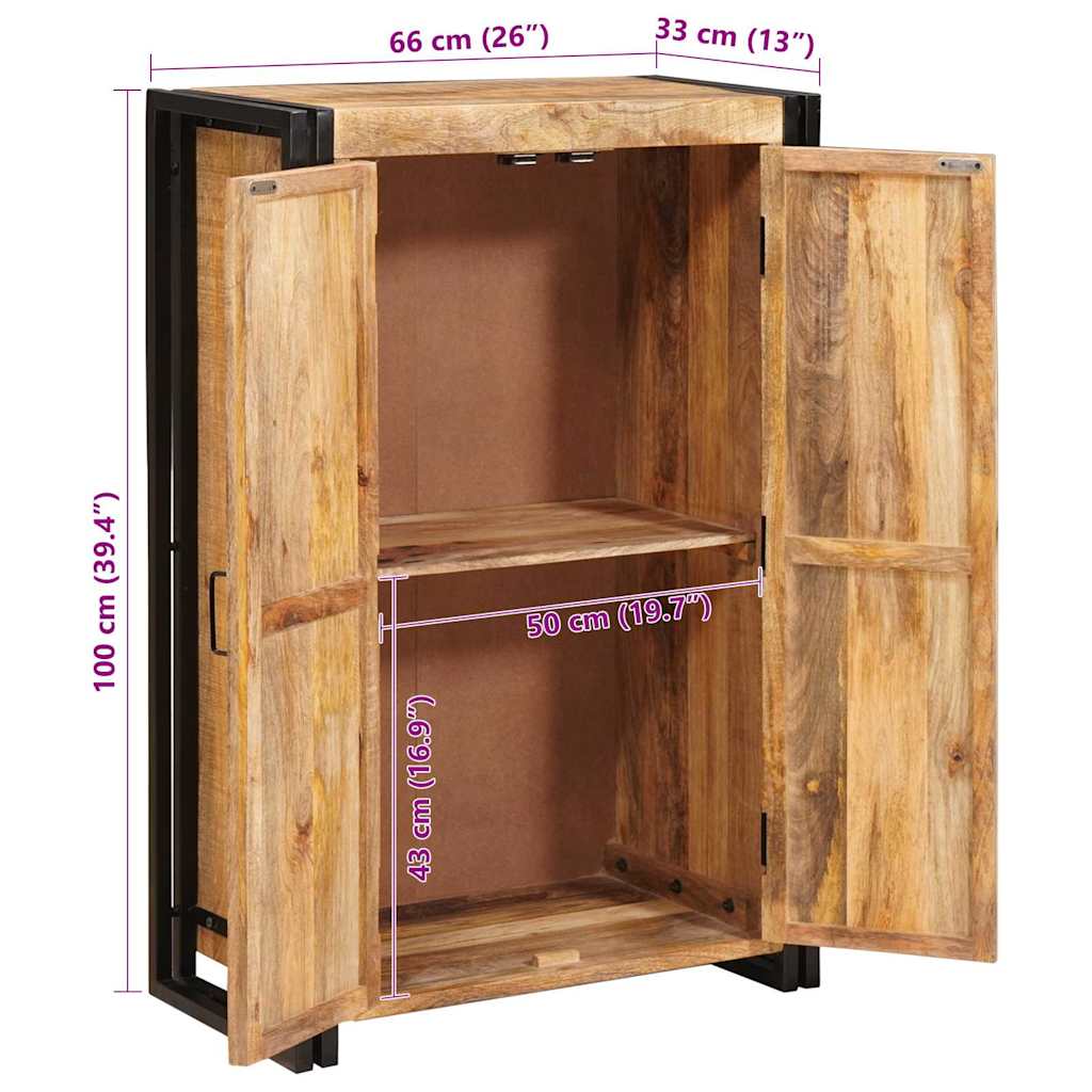 vidaXL Highboard mit Türen Braun Massiv Grobes Mangoholz und Metall