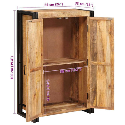 vidaXL Highboard mit Türen Braun Massiv Grobes Mangoholz und Metall