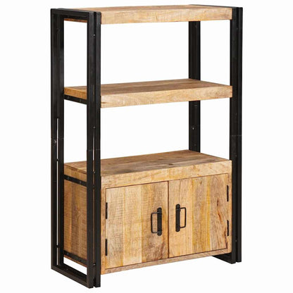 vidaXL Bibliothèque avec portes, marron, en bois de manguier massif et métal