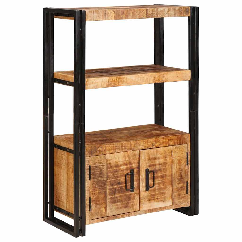 vidaXL Bibliothèque avec portes, marron, en bois de manguier massif et métal