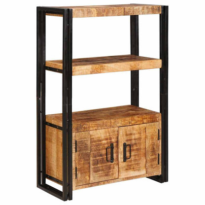 vidaXL Bibliothèque avec portes, marron, en bois de manguier massif et métal
