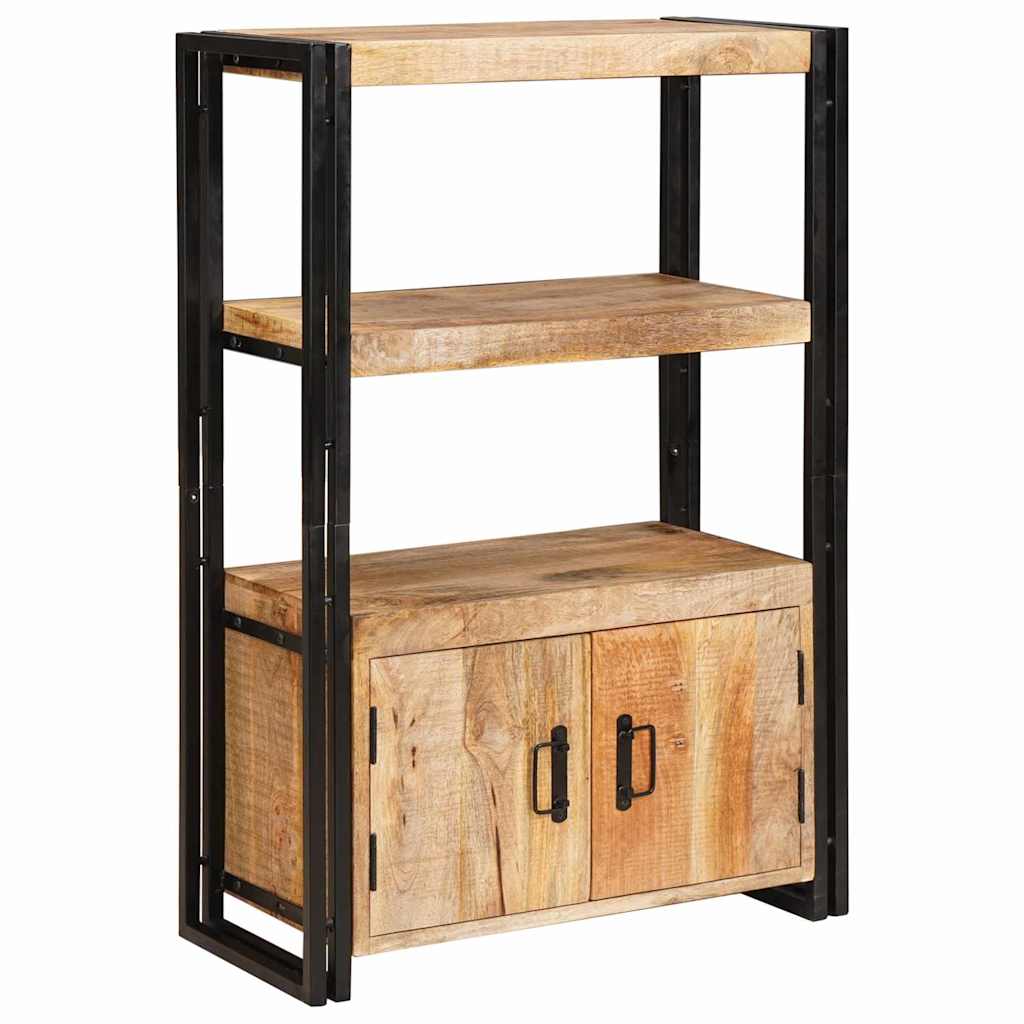 vidaXL Bibliothèque avec portes, marron, en bois de manguier massif et métal
