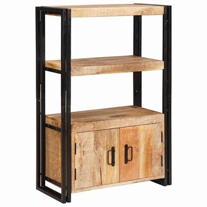 vidaXL Bibliothèque avec portes, marron, en bois de manguier massif et métal