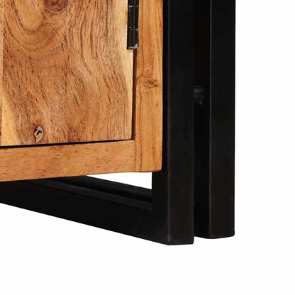 vidaXL Étagère à livres avec portes Marron Bois d'acacia massif et métal