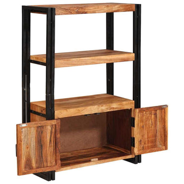 vidaXL Étagère à livres avec portes Marron Bois d'acacia massif et métal