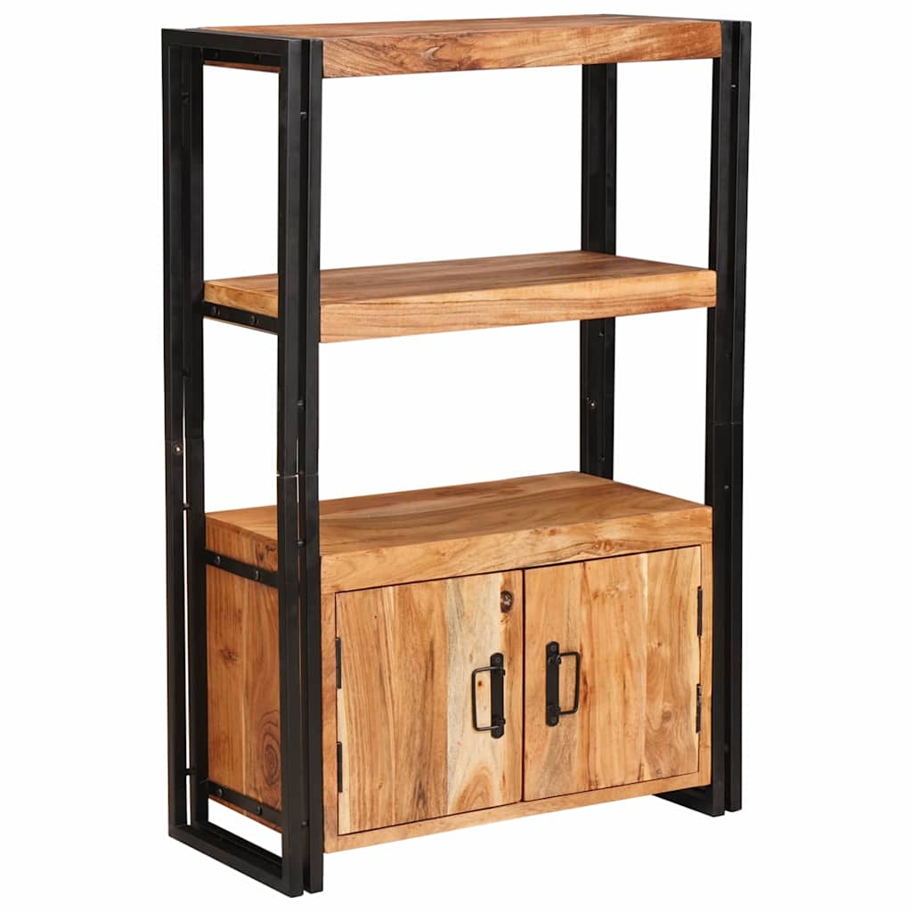 vidaXL Étagère à livres avec portes Marron Bois d'acacia massif et métal