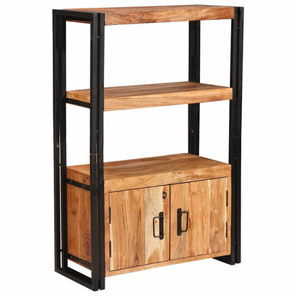 vidaXL Étagère à livres avec portes Marron Bois d'acacia massif et métal