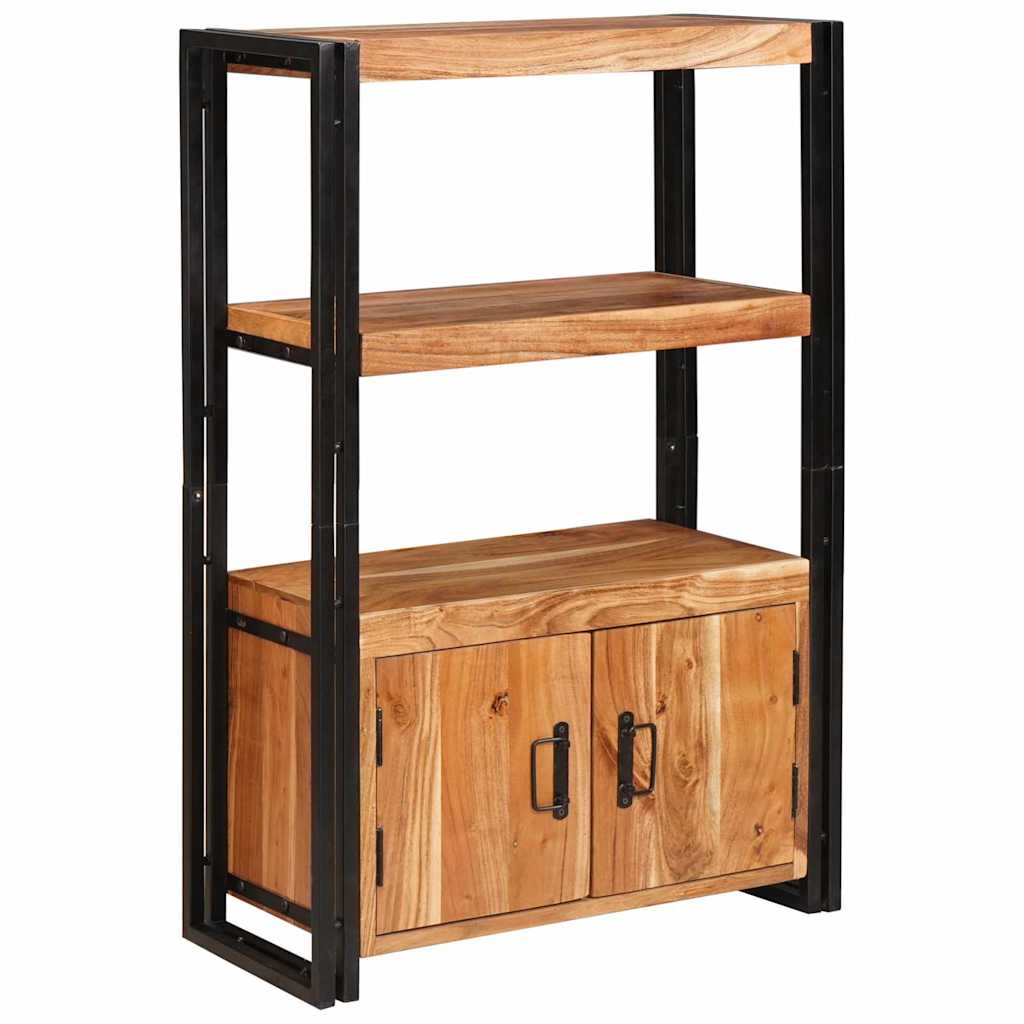 vidaXL Étagère à livres avec portes Marron Bois d'acacia massif et métal