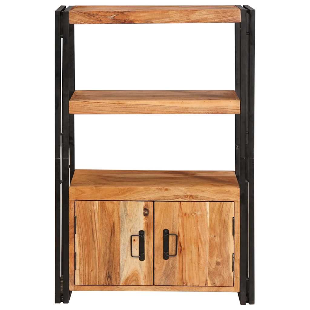 vidaXL Étagère à livres avec portes Marron Bois d'acacia massif et métal