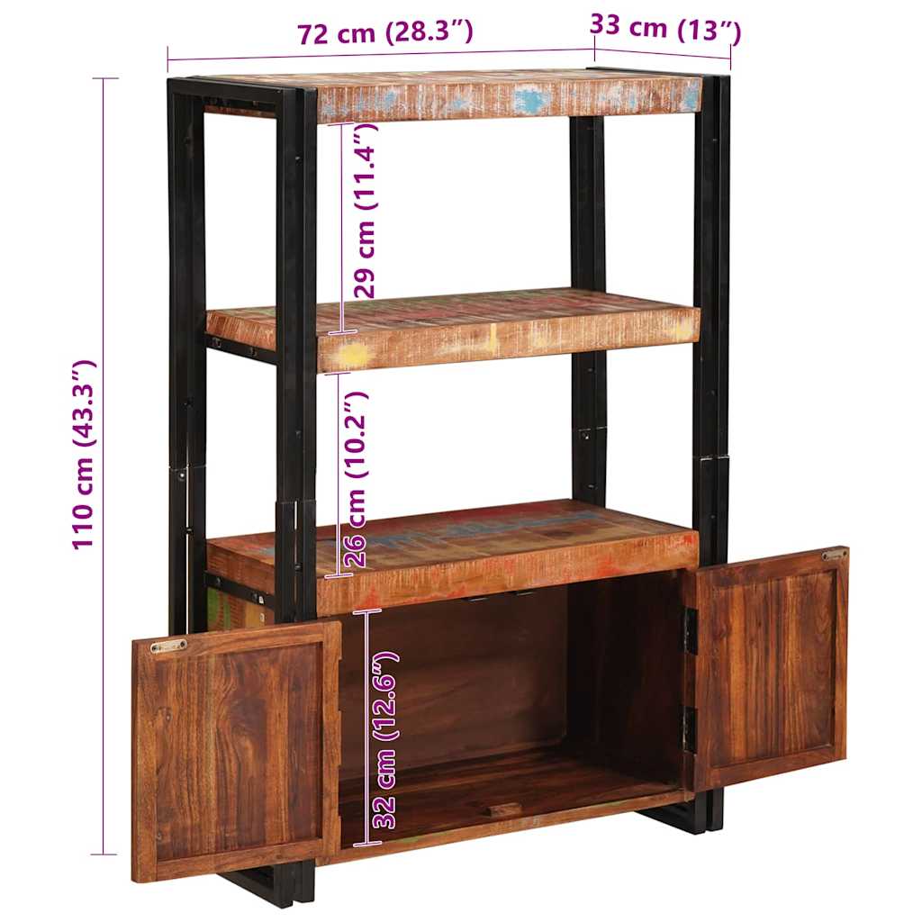 vidaXL Bibliothèque avec portes Marron Bois de récupération massif et métal