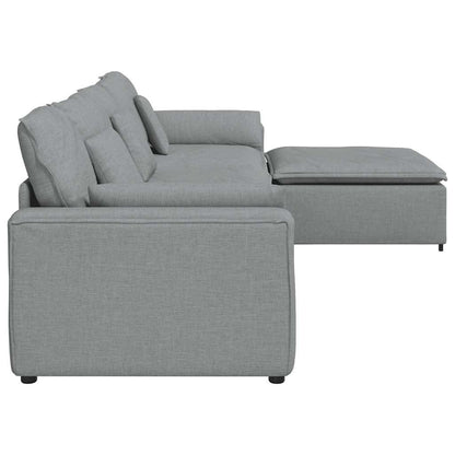 vidaXL Modulares Sofa mit Fußhocker und Kissen Hellgrau