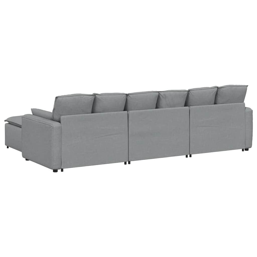 vidaXL Modulares Sofa mit Fußhocker und Kissen Hellgrau