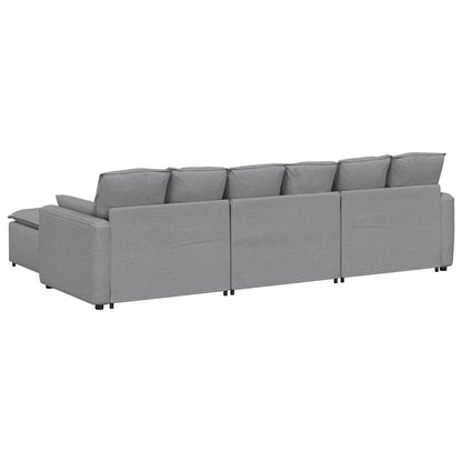 vidaXL Modulares Sofa mit Fußhocker und Kissen Hellgrau