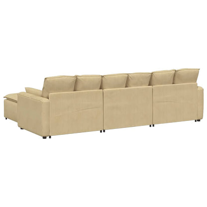 Modulares Sofa mit Fußhocker und Kissen Graugrün