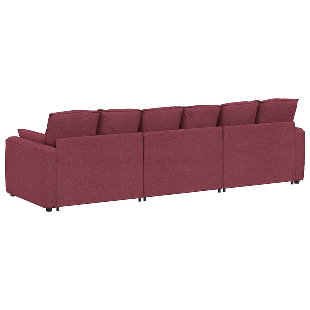 Modulares Sofa mit Kissen Weinrot