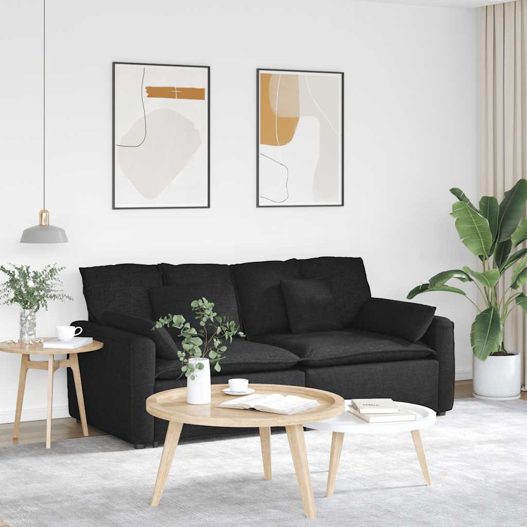 Modulares Sofa mit Kissen Schwarz