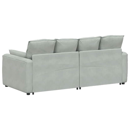 Modulares Sofa mit Kissen Hellgrau