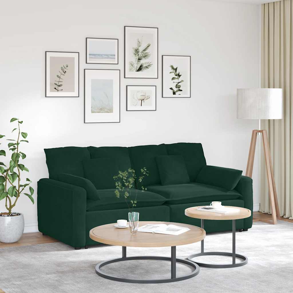 Modulares Sofa mit Kissen Dunkelgrün