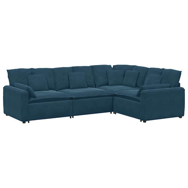 vidaXL Modulares Sofa mit Kissen Samt Blau