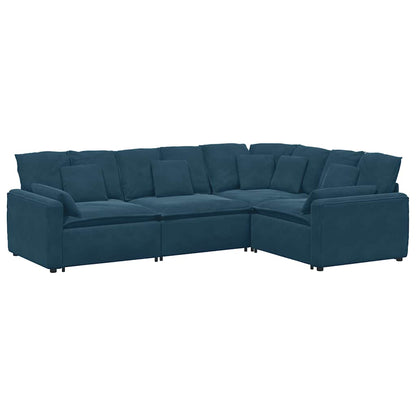 vidaXL Modulares Sofa mit Kissen Samt Blau