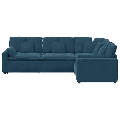 vidaXL Modulares Sofa mit Kissen Samt Blau