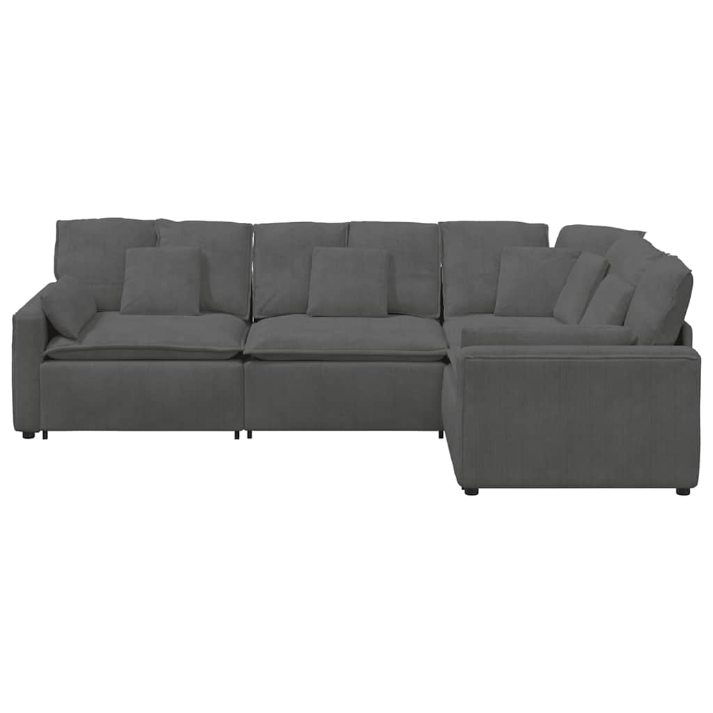 Modulares Sofa mit Kissen Cordstoff Dunkelgrau