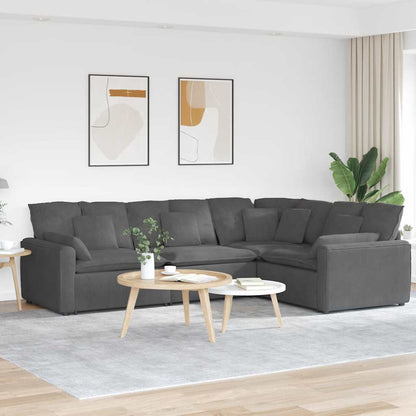 Modulares Sofa mit Kissen Cordstoff Dunkelgrau
