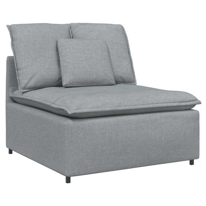 vidaXL Modulares Sofa mit Fußhocker Kissen Stoff Hellgrau