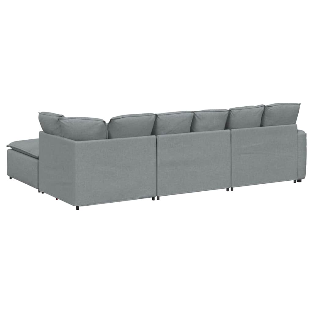 vidaXL Modulares Sofa mit Fußhocker Kissen Stoff Hellgrau