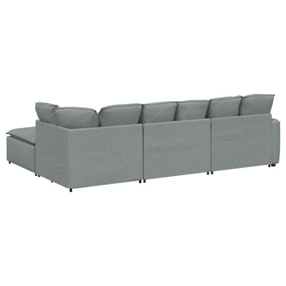 vidaXL Modulares Sofa mit Fußhocker Kissen Stoff Hellgrau