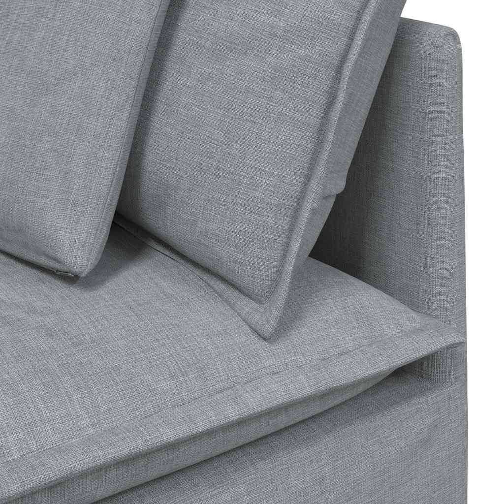vidaXL Modulares Sofa mit Fußhocker Kissen Stoff Hellgrau