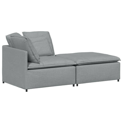 vidaXL Modulares Sofa mit Fußhocker Kissen Stoff Hellgrau