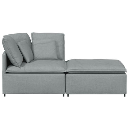 vidaXL Modulares Sofa mit Fußhocker Kissen Stoff Hellgrau