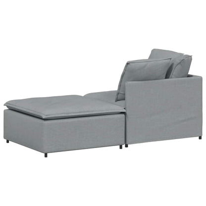 vidaXL Modulares Sofa mit Fußhocker Kissen Stoff Hellgrau