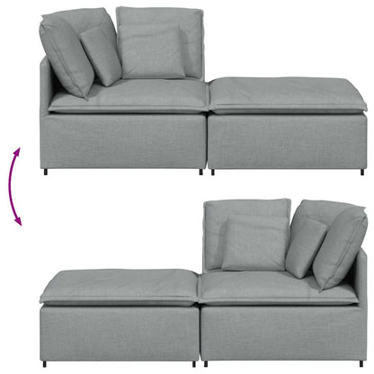 vidaXL Modulares Sofa mit Fußhocker Kissen Stoff Hellgrau