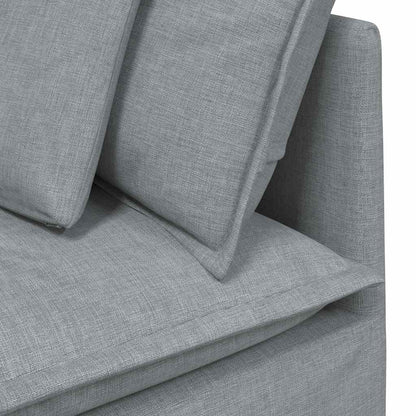 vidaXL Modulares Sofa mit Fußhocker Kissen Stoff Hellgrau