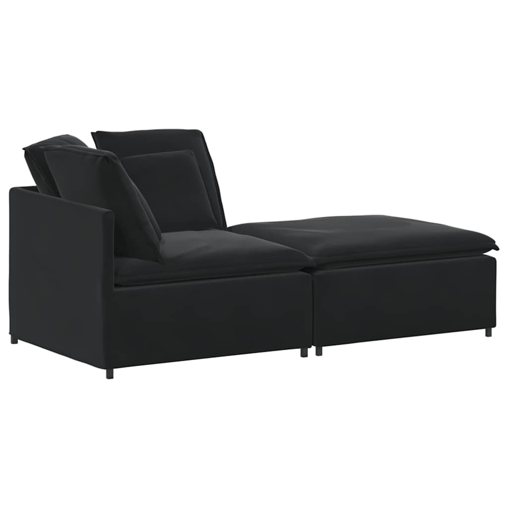vidaXL Modulares Sofa mit Fußhocker Kissen Samt Schwarz