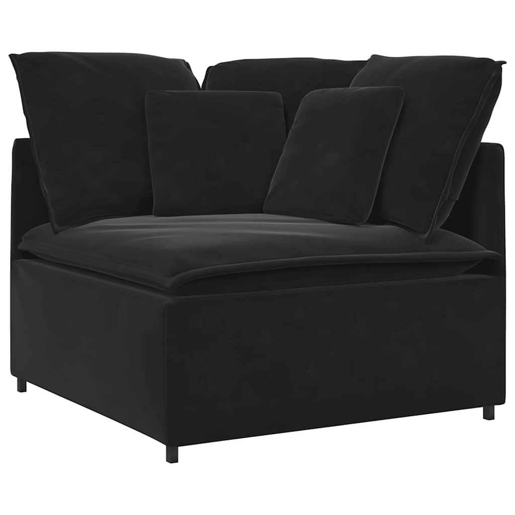 vidaXL Modulares Sofa mit Fußhocker Kissen Samt Schwarz