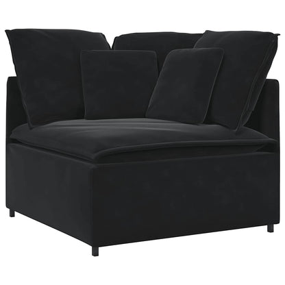 vidaXL Modulares Sofa mit Fußhocker Kissen Samt Schwarz