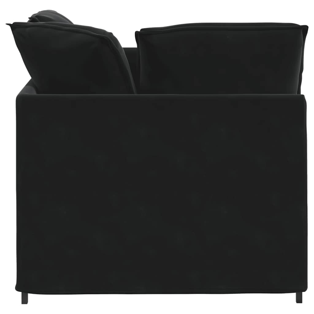 vidaXL Modulares Sofa mit Fußhocker Kissen Samt Schwarz