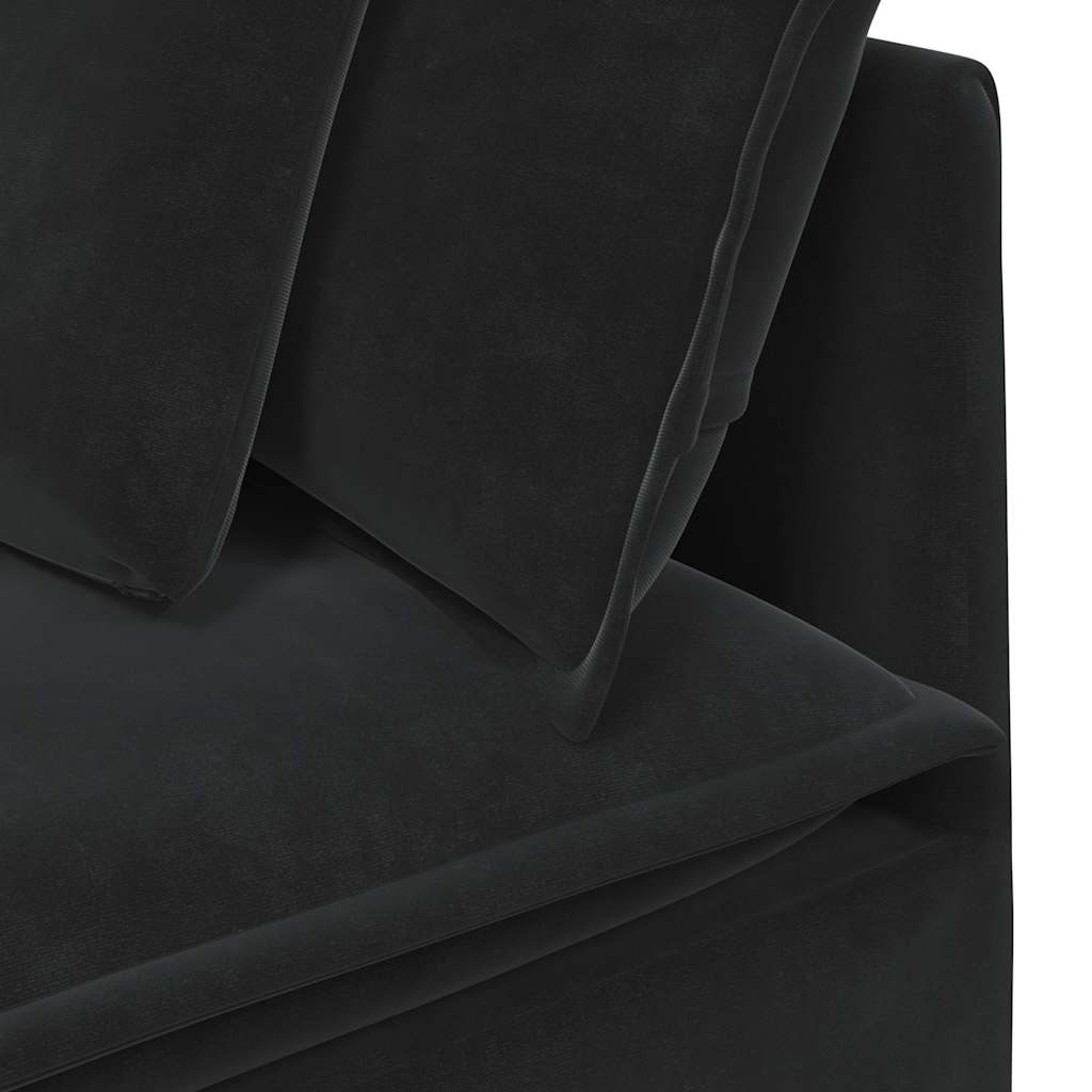 vidaXL Modulares Sofa mit Fußhocker Kissen Samt Schwarz
