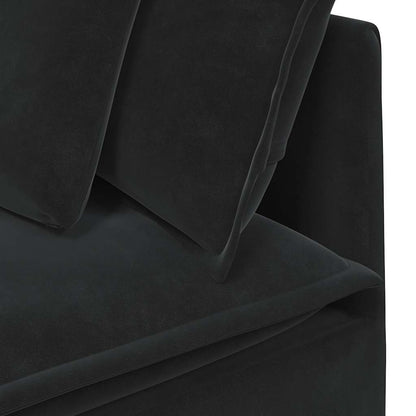 vidaXL Modulares Sofa mit Fußhocker Kissen Samt Schwarz