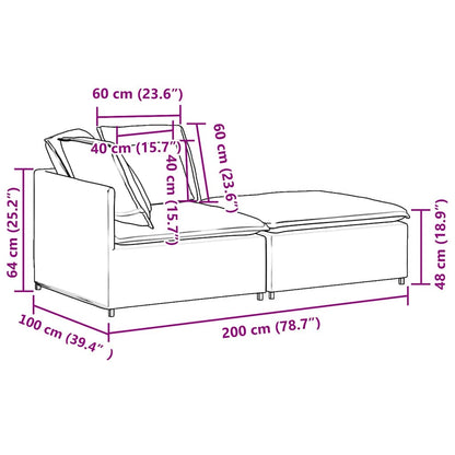 vidaXL Modulares Sofa mit Fußhocker Kissen Samt Schwarz