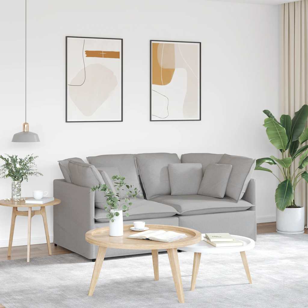 Modulares Sofa mit Kissen Stoff Wolkengrau