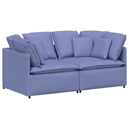 vidaXL Canapé modulable avec coussins Tissu Bleu jean