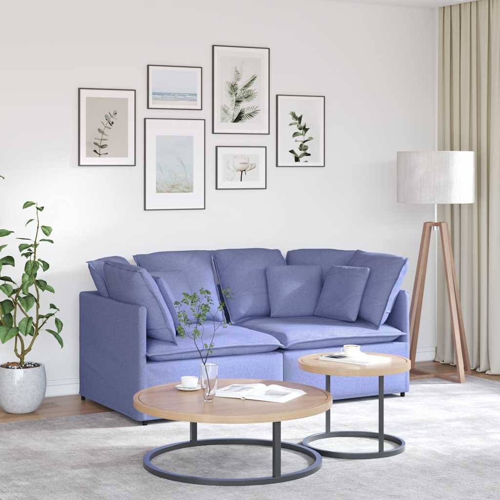 vidaXL Canapé modulable avec coussins Tissu Bleu jean