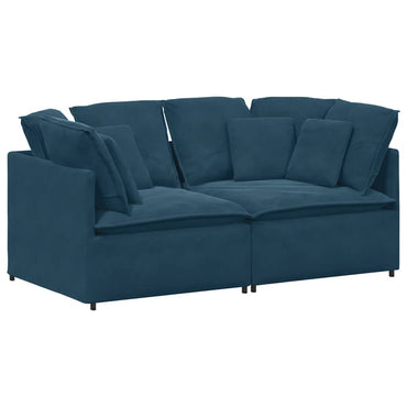 vidaXL Modulares Sofa mit Kissen Samt Blau