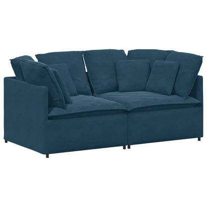 vidaXL Modulares Sofa mit Kissen Samt Blau
